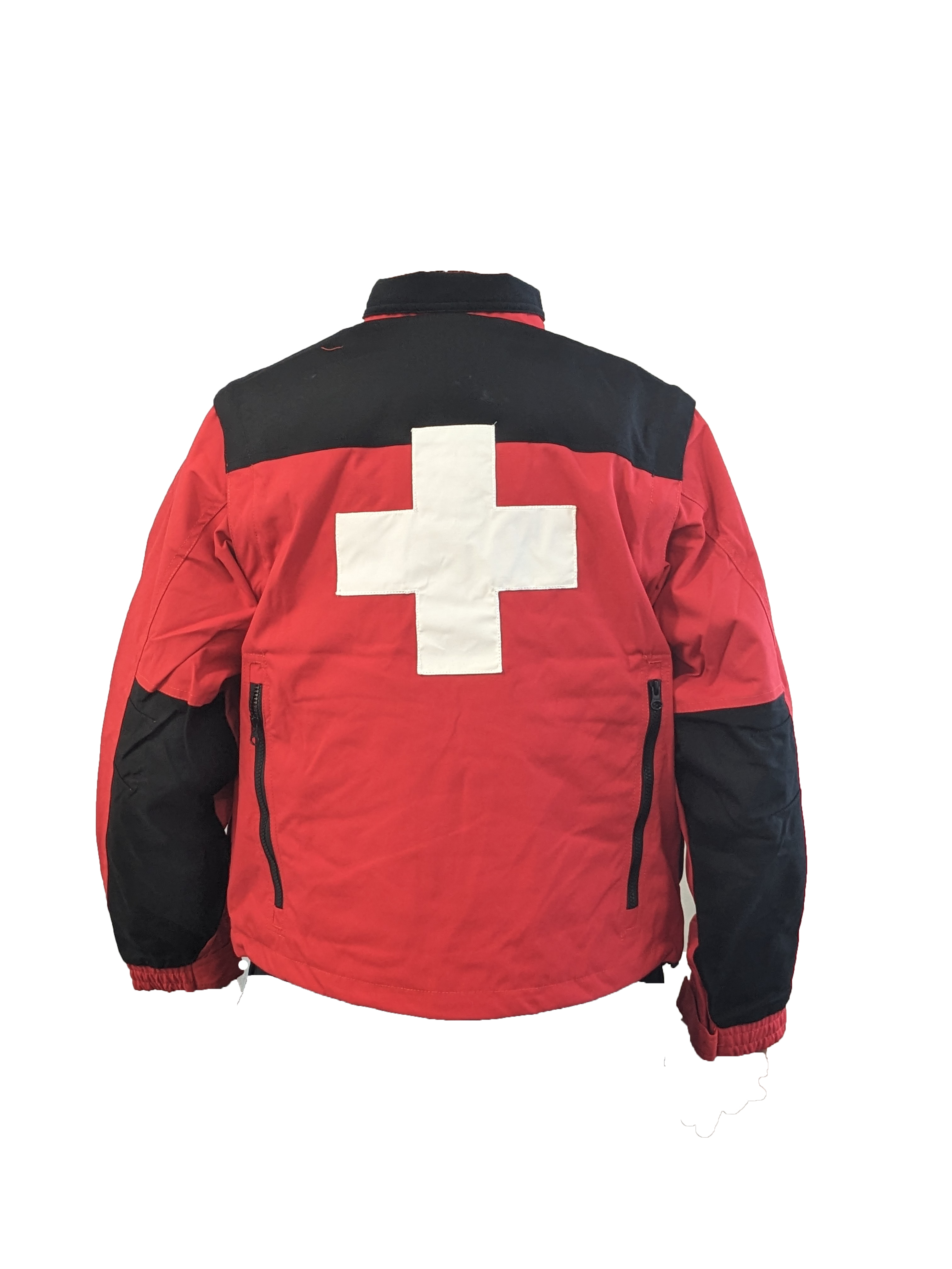 Rescue Jacket, Red/Black w/Crosses, w/zip-off sleeves & Shock Cord Waist