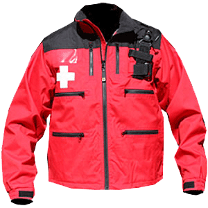 Rescue Jacket, Red/Black with Crosses, w/zip-off sleeves and Shock Cord Waist