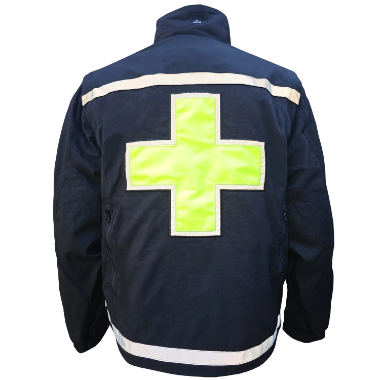 712PatrolRBback Rescue Jacket – Black w/ Reflective/Safety Yellow Crosses, back