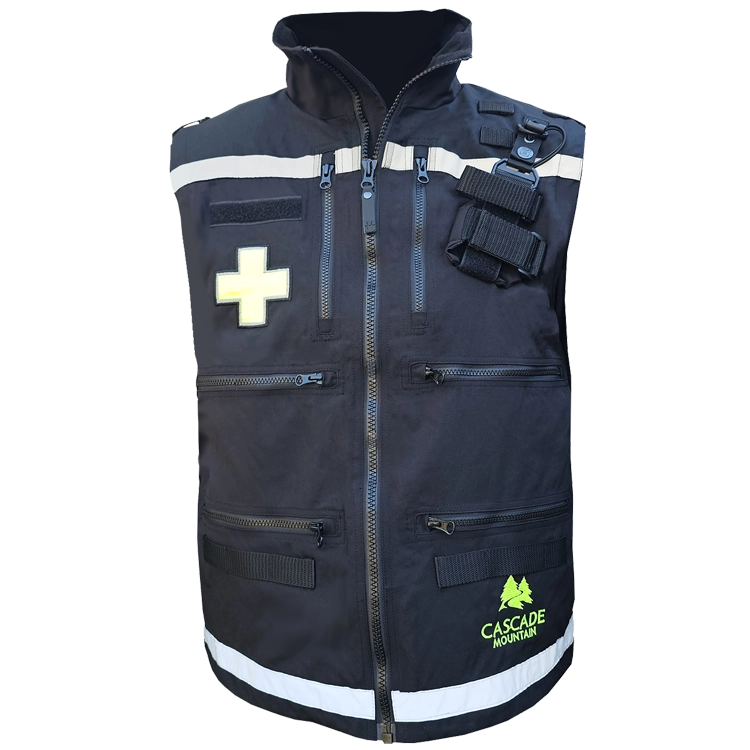 Rescue Vest – Black w/ Reflective/Safety Yellow Crosses