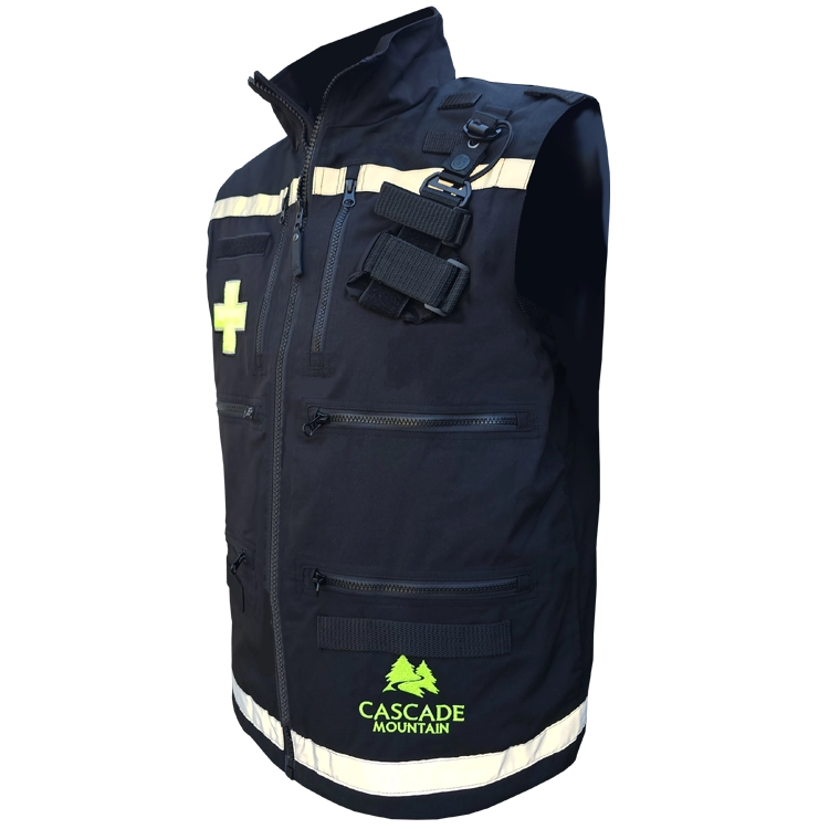 212CamelPatrolYBback Rescue Vest - Black w/ Reflective/Safety Yellow Crosses, side
