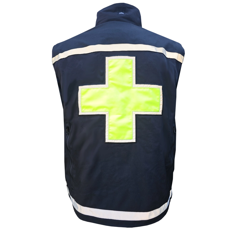 212CamelPatrolYBback Rescue Vest - Black w/ Reflective/Safety Yellow Crosses, back